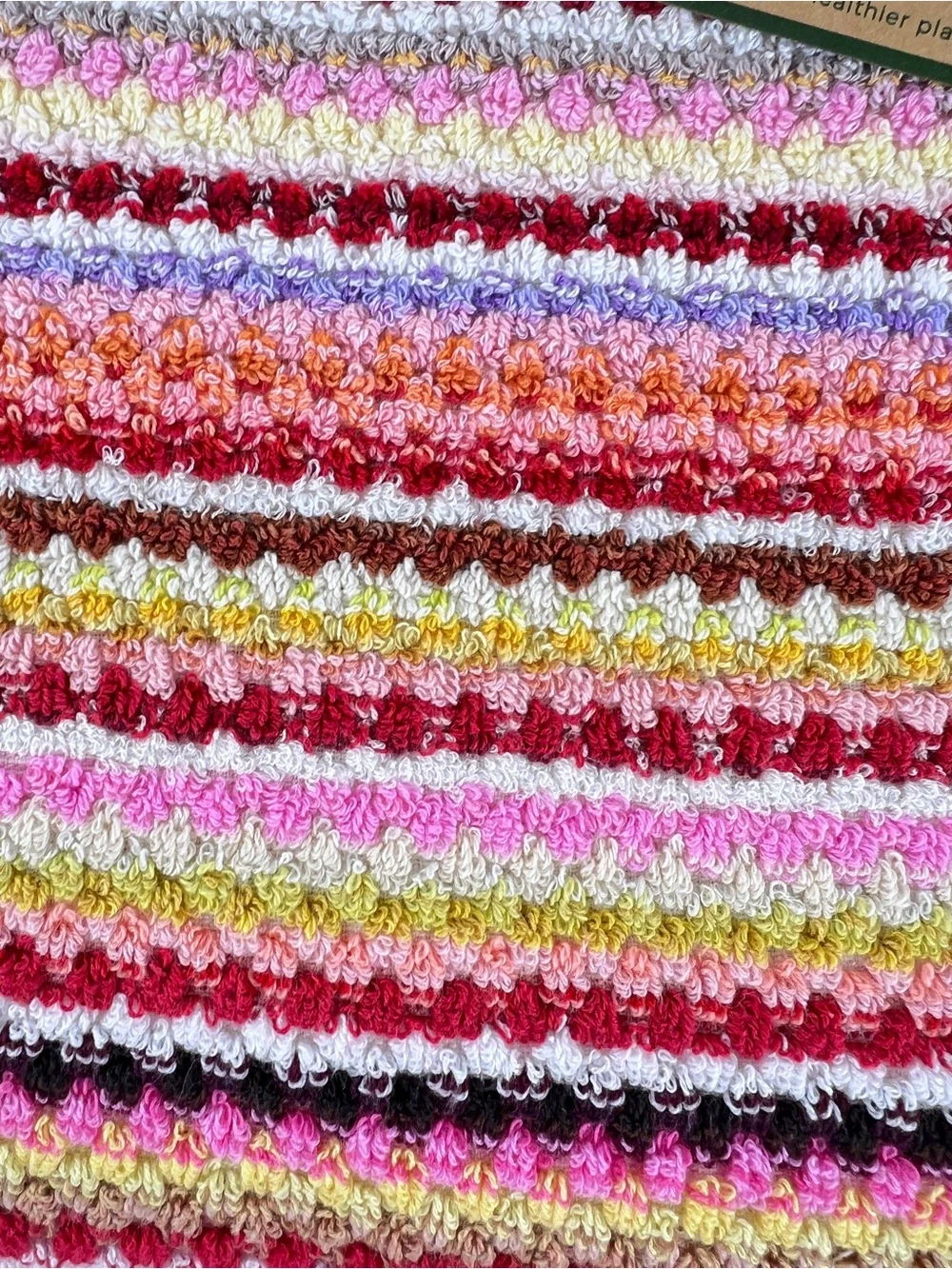 Deborah Connolly Bath Towel Set Pink Red Multicolor Striped Cotton 2 Pc Set NEW
